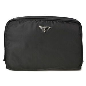 Prada Cosmetic Pouch Travel Vela Clutch Black Nylon